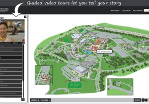 The Northern Kentucky University Interactive Map (depicted) features guided video tours in English & Spanish.