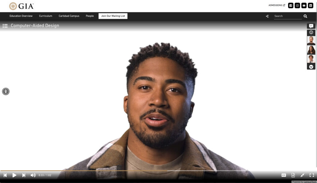 A screenshot of a video tour showing an african american guide speaking to the camera